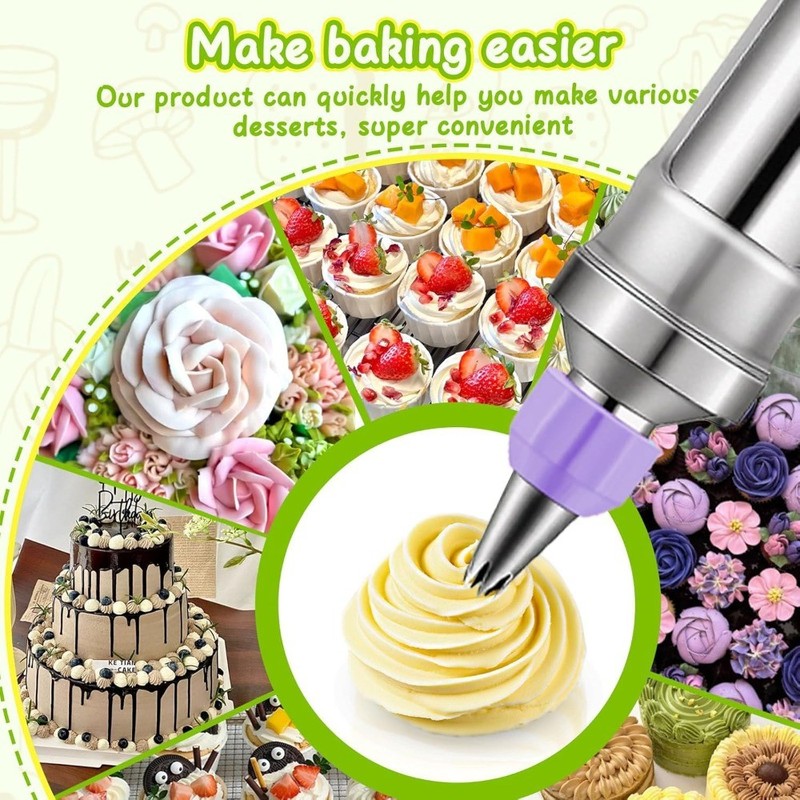 Cake Decorating Syringe Set with 6 Piping Tips and 9 Silicone Cupcake Cups gallery
