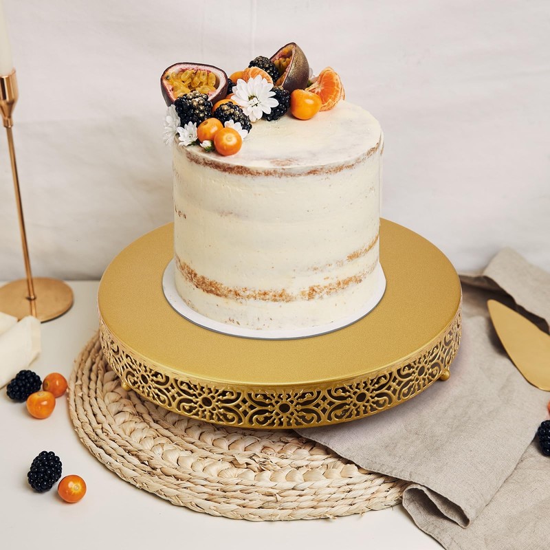 Wenqik 14 Inch Gold Cake Stand Metal Round Cake Stands Set Dessert Display Cupca gallery