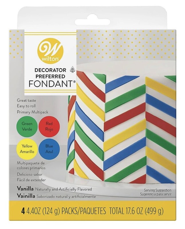 Wilton Decorator Preferred Fondant, 4.4Oz 4/Pkg – Primary Yellow Red Blue Green