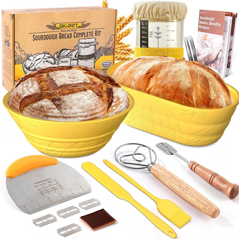 Sourdough Bread Baking Supplies 34 OZ Sourdough starter kit with 2 Bread Proo…