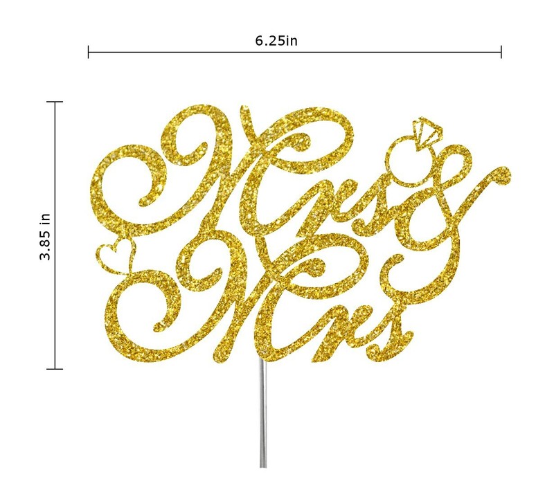 Mrs & Mrs Gold Glitter Cake Topper, Wedding Party Decorations Ideas, Anniversary gallery