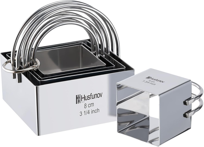 Biscuit Cutter Set Square Cookie Cutters with Handle 5 Pieces Stainless Steel Sq