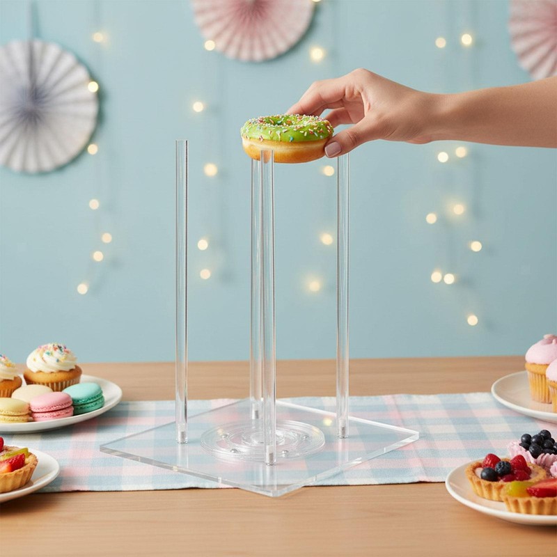 Rotatable Donut Stand Rotating Base Acrylic Professional Easy to Install Clear