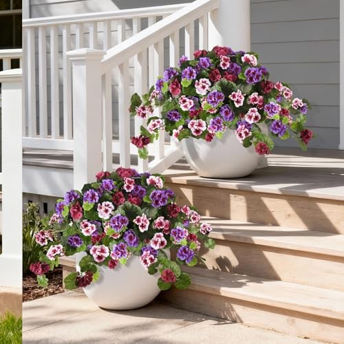 Artificial Flowers for Outdoor Decor 2 Pcs Silk Fake Purple, Magenta, Pink gallery