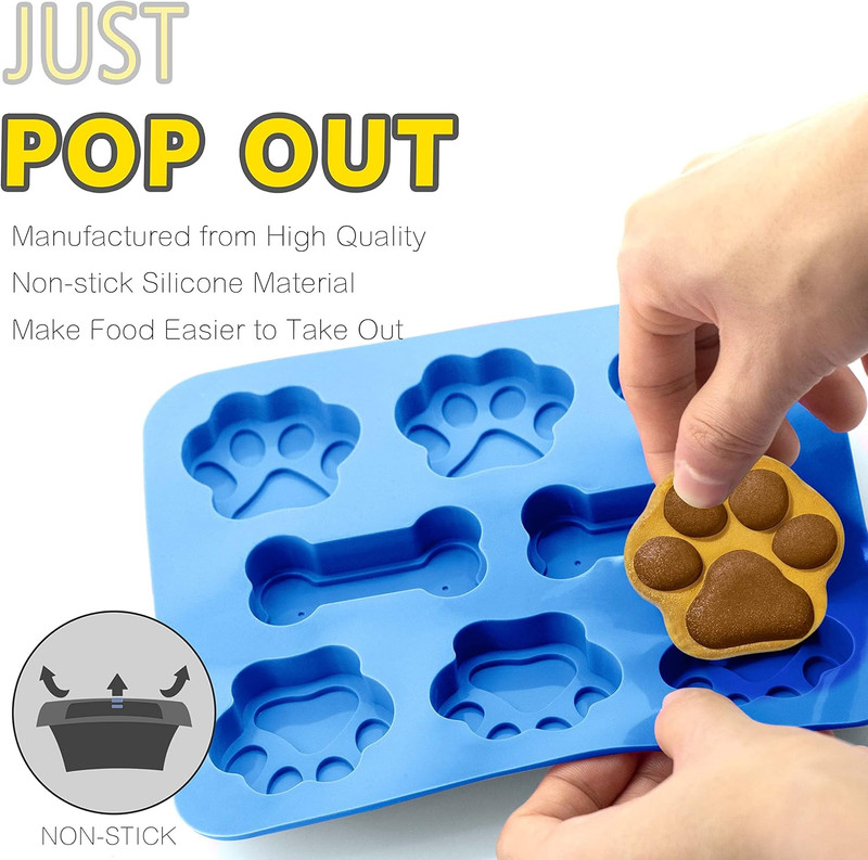 3 Pack Silicone Molds with Puppy Dog Paw and Bone Shaped 2 in 1, Reusable Non-St gallery