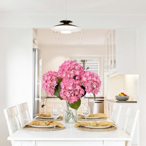 4 Pcs 20'' Real Touch Hydrangeas Pink Artificial Hydrangeas Flowers Faux Latex gallery