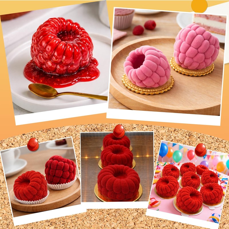 Juome 2 Pack 3D Raspberry Silicone Molds for Mousse Cake - 12 Cavity Fruit Pu... gallery