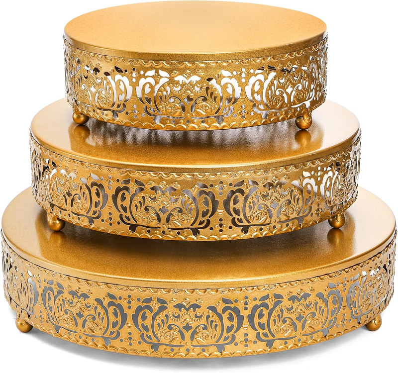 3 Pack Cake Stand Set, Metal 12/10/8 Inch Cake Stands, Round Dessert Display Hol