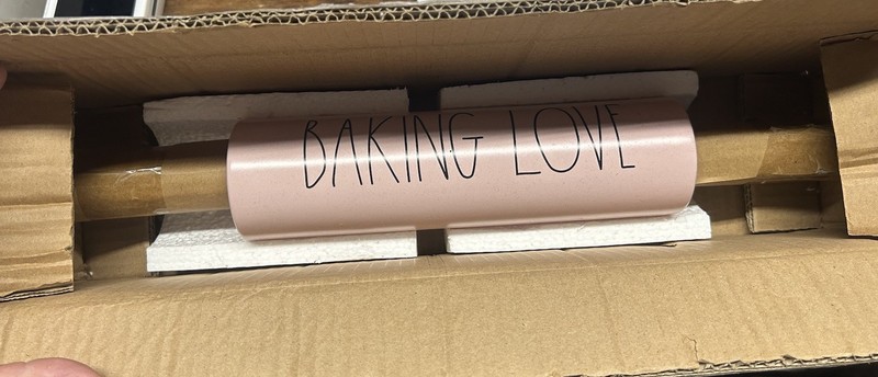 RAE DUNN “Baking Love” Pink Rolling Pin Valentine’s Day, Love *NEW