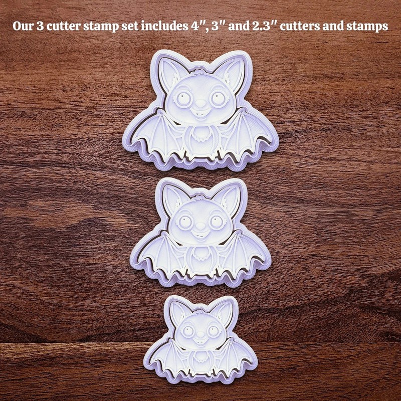 Halloween Bat Cookie Cutter Stamp Set: Cute Fall Clay Craft Fondant Baking Mold gallery