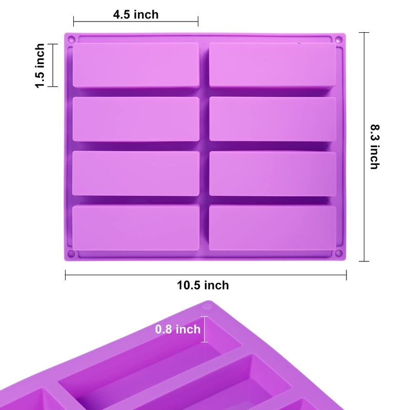 3 Pack 8-Cavity Large Rectangle Granola Bar Silicone Mold for Muffin Cake Soap gallery