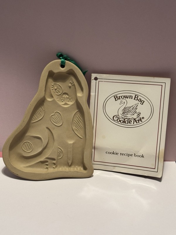 1988 Brown Bag Cookie Art Spot Dog Cookie Mold Recipe Book Hill Design Puppy