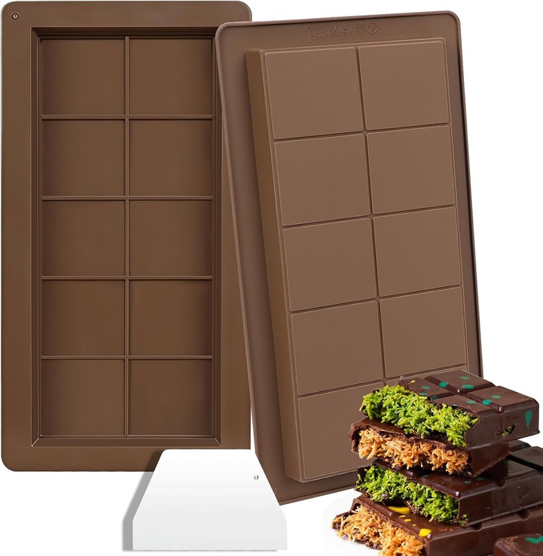 Advantez 2 PCS Chocolate Bar Mold Deep Dubai with Scraper, Thick