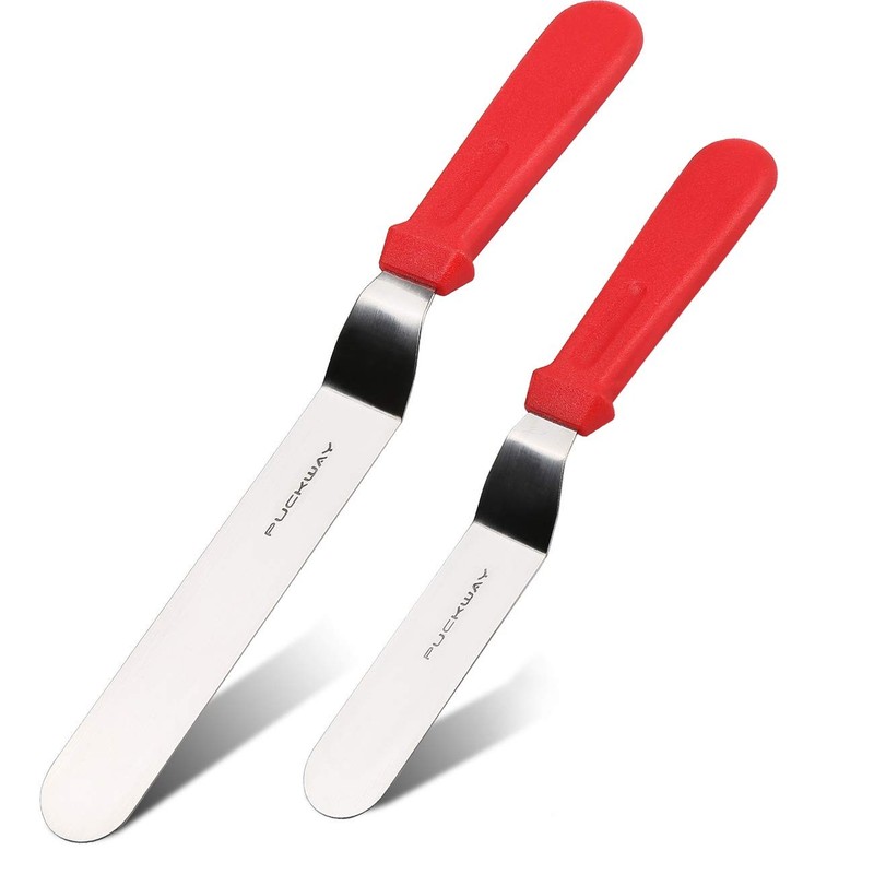 Angled Offset Icing Spatula Stainless Steel Red 6 And 8 Inch 2 PCS Spatulas