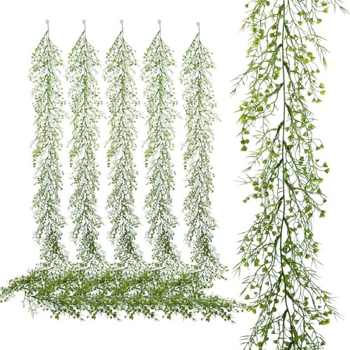 6 Pack 5.57ft Artificial Greenery Garland for Table, Faux Leaf 040-6 Pack