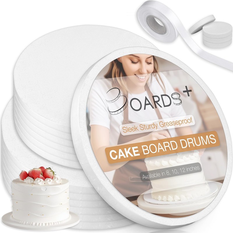 BOARDS+ Cake Drums 10 & 12 Inch 2 Sizes 14 Pack Total | 1/2″ Thick Cake Round…