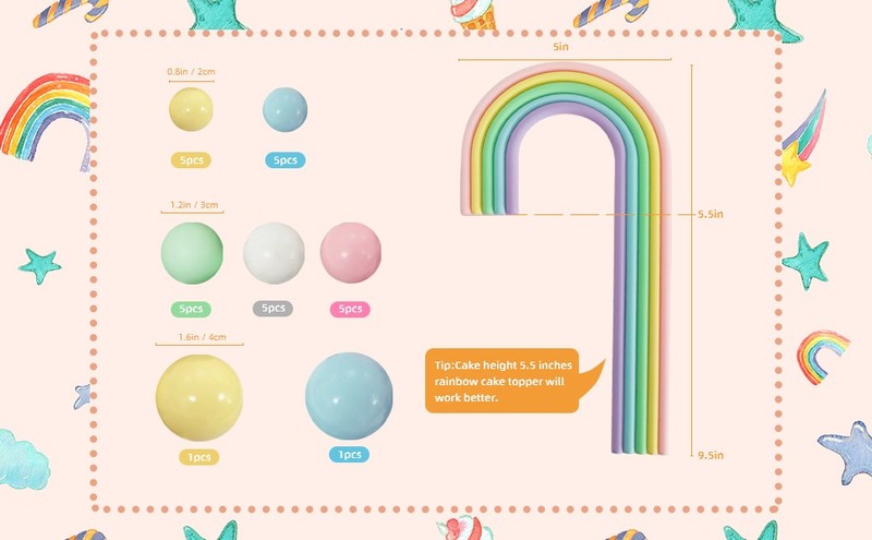 28PCS Rainbow Cake Toppers Colorful Balls Cake Decorations for Wedding Baby gallery