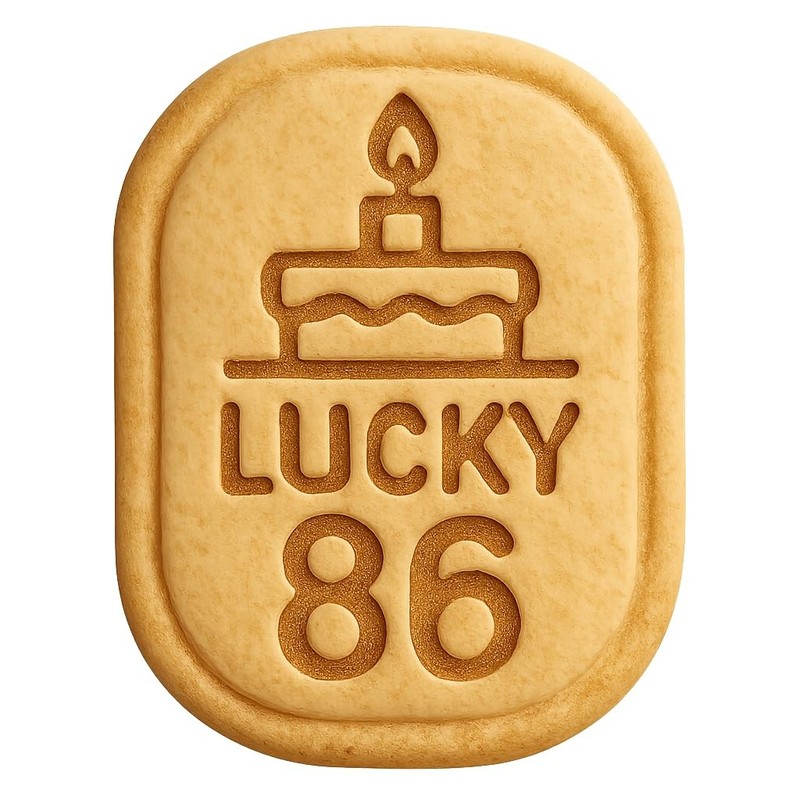 Outlined Lucky 86 Cookie Cutter & Stamp, Fondant & Clay - 4x3"