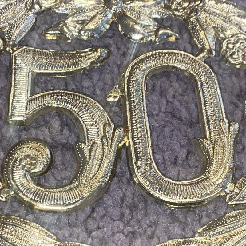Vintage 1970s 50th Anniversary Birthday Wreath Gold Foil Embossed Die-Cut JAPAN gallery