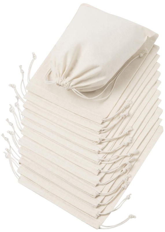 DR 100% Cotton Muslin Drawstring Bags (8×10 Inch – 12-Pack) Natural Unbleache…