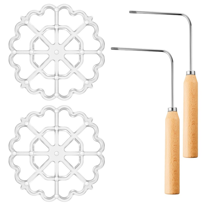 2 Set 4.7 Inch Bunuelos Mold with Handle Aluminum Achappam Rosette Maker Kit …
