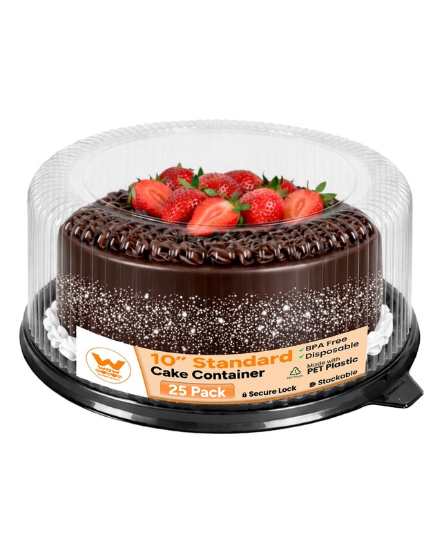 WOW – 10″ Standard PET Round Cake Carrier – 25-Pack Cake Container for Desser…