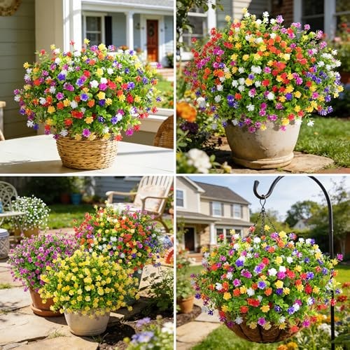 24 Bundles Artificial Flowers for Outdoors Decoration Fake Flowers Mixed Color gallery