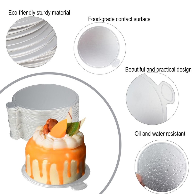 3.5 Inch Mini Cake Boards,100 Pcs Food-Graded Cake Base Round Paper Cupcake D... gallery