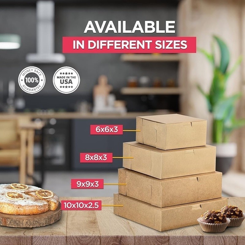 Kraft Bakery Boxes 25 Pack Tuck Top Gift Boxes Food Safe Disposable Storage New gallery