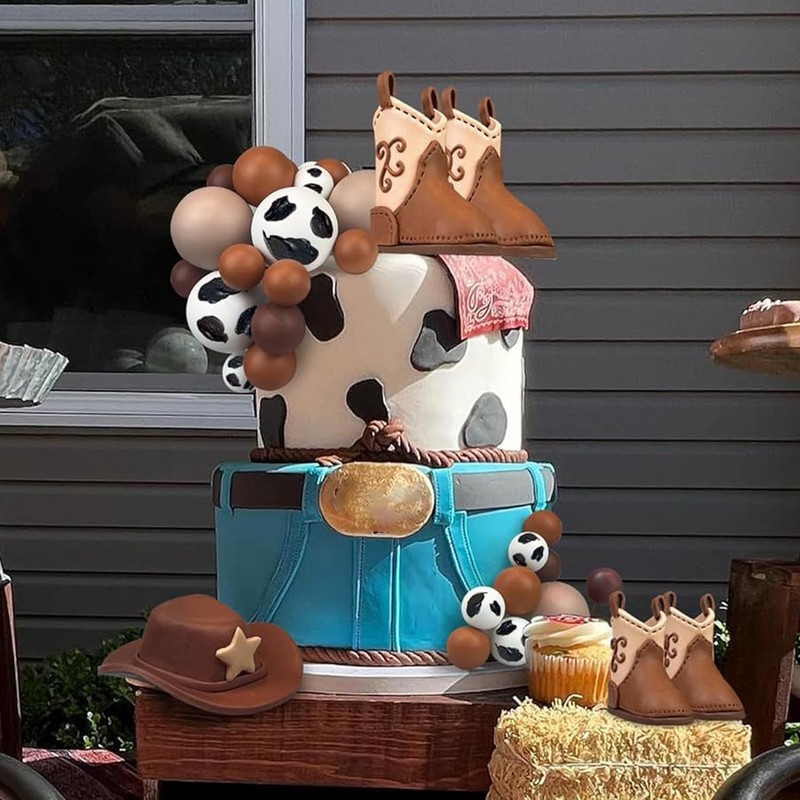 28PCS Cowboy Cake Decorations Cowboy Hat and Boot Cake Toppers Western Cowboy gallery