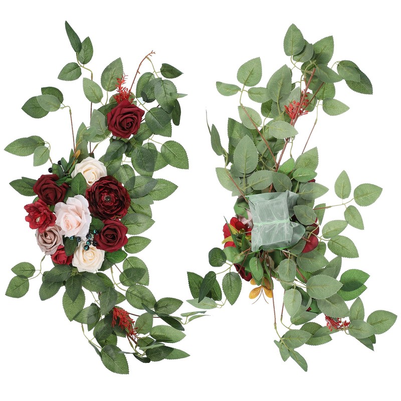 2 Pcs 26" Wedding Arch Flower Artificial Silk Floral Dark Red/Pink gallery