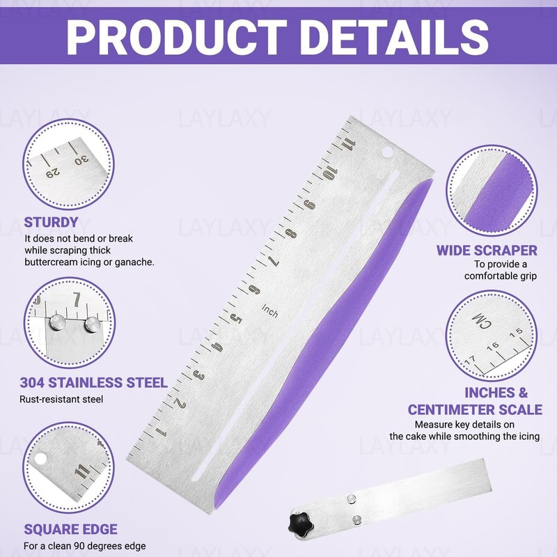 12 Inch Stainless Steel Cake Scraper Leveler And Smoother Icing Spatula Tool For gallery