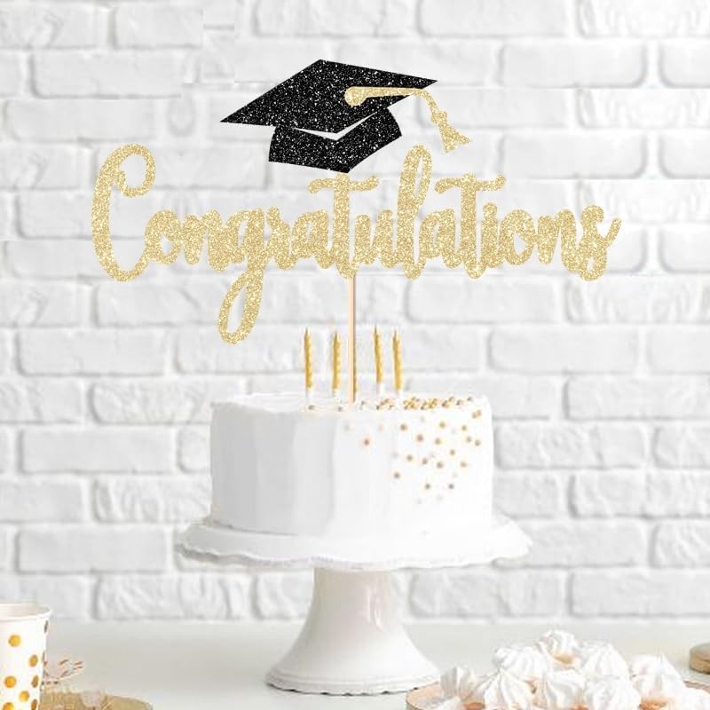 Congratulations Cake Topper Gold Glitter Congrats Grad Decorations Class of 2026 gallery