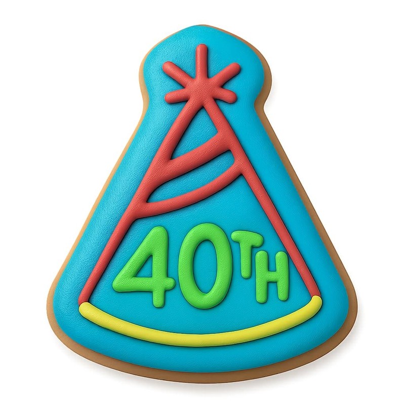 40th Birthday with Party Hat Cookie Cutter & Stamp, Fondant & Clay - 4x3.3 gallery