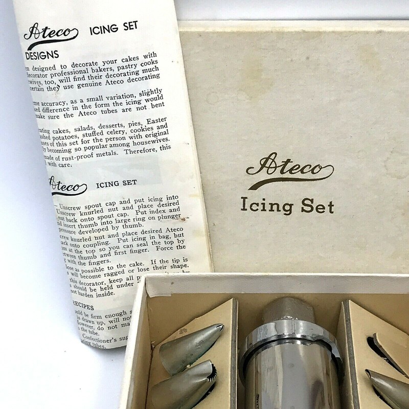 Vtg Ateco Icing Set Nutbrown England Piping Nozzles Tips Lot Baking 6" Pin gallery