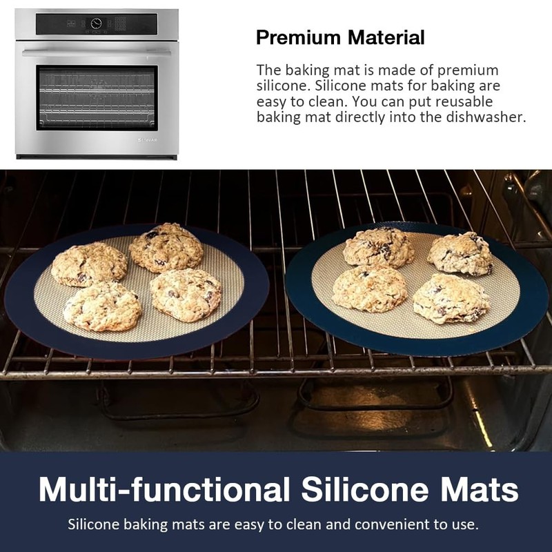 Eolilim 3PC Round Silicone Baking Mats, 8 inch Mats for 8 Inch, Gray gallery