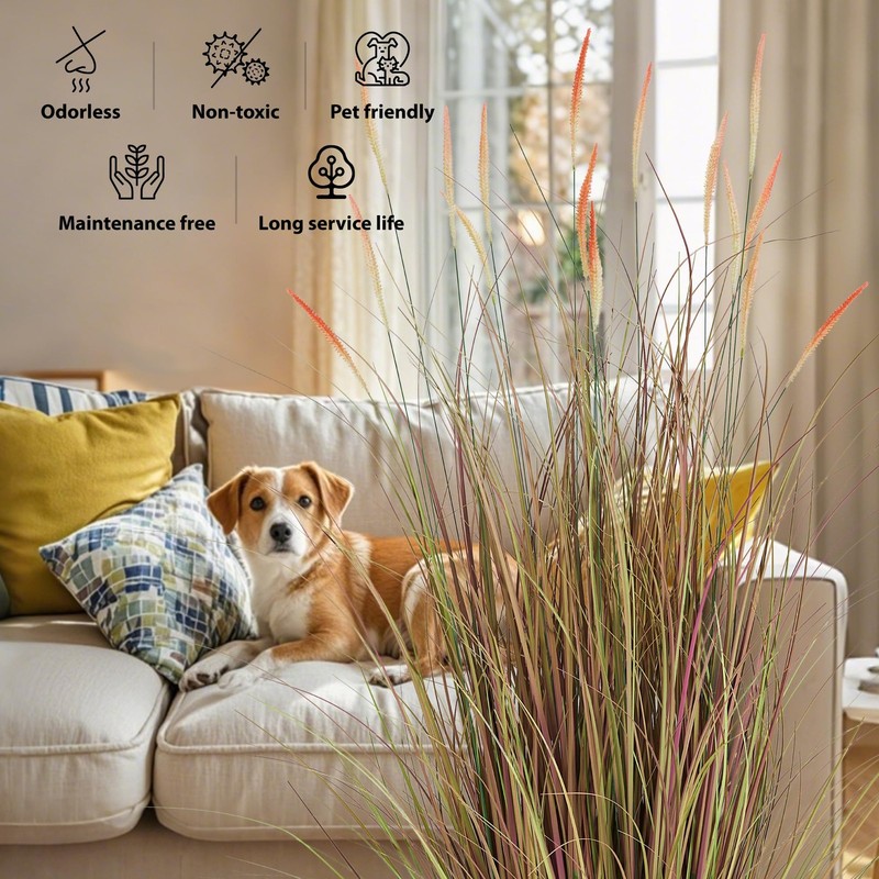 Kol 4Ft 2-Pack Artificial Cattail Reed Grass 47.2 Artificial Indoor Outdoor gallery