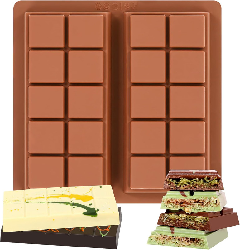 Dubai Chocolate Molds 1 Inch Deep, Silicone Chocolate Bar Mold – Non-Stick, Flex