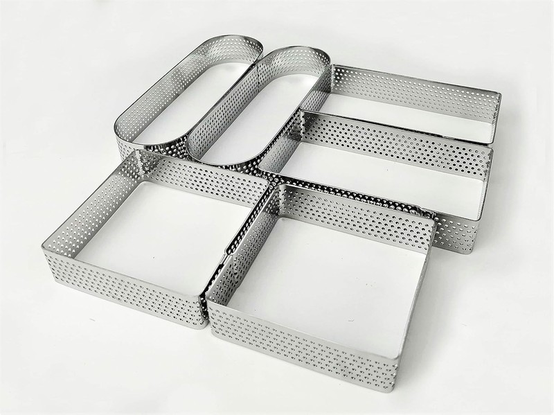 NewlineNY Stainless Steel 6 Pcs Perforated Oval, Rectangular, Square Tart Rings