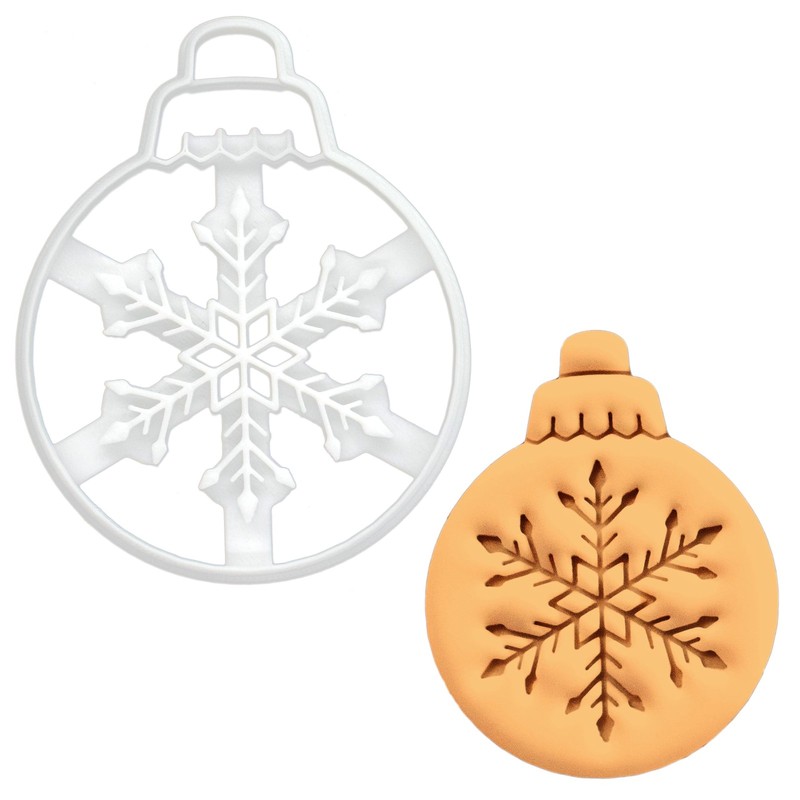 Snowflake Bauble Cookie Cutter – Merry Christmas cookies – Detailed Biscuit C…
