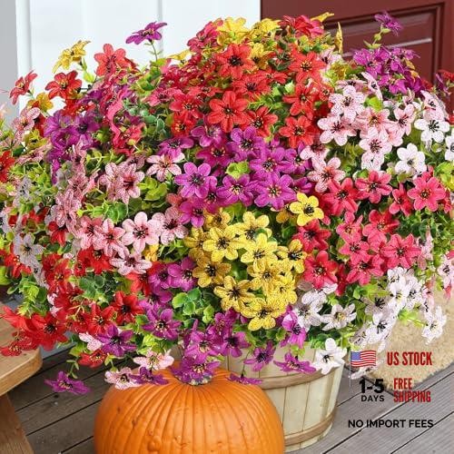 Bundles Artificial Flowers for Outdoors 24 Redfuchsiapurpleyellowpinkwhite