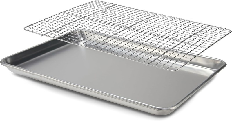 aking Sheet Pan & Cooling Rack Set – 18″×13″ Aluminum Half Sheet & Stainless