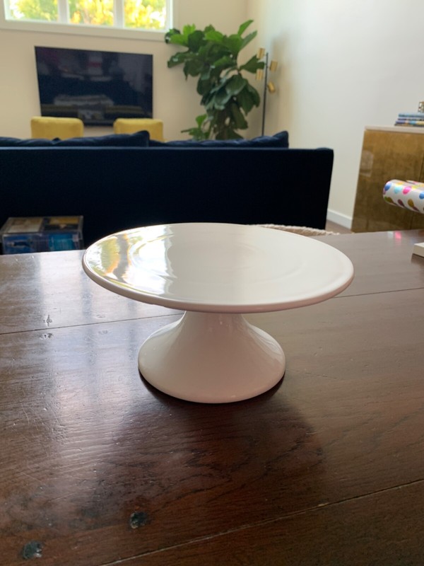8-inch round porcelain cake stands, white, NEW, original box