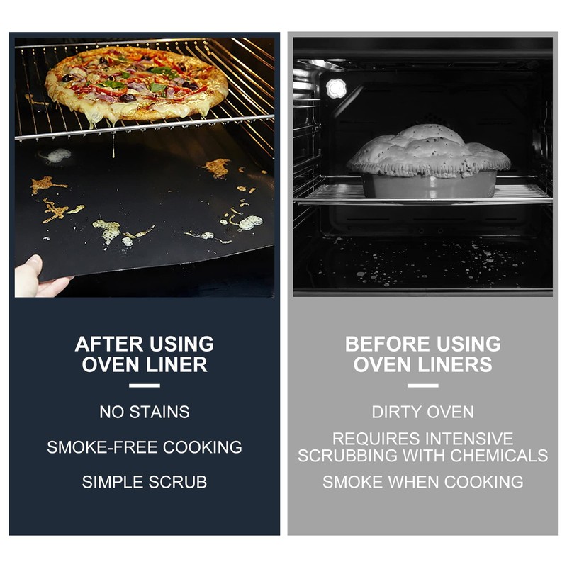 Meegoo Oven Liners for Bottom of Oven, 2 Pack Large Thick Heavy 2 Pack, Black gallery