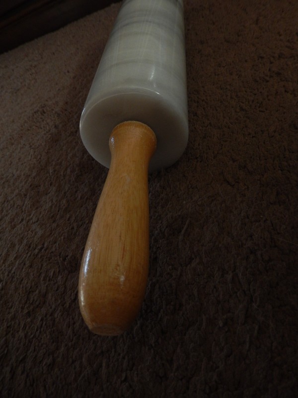 Polished Marble Rolling Pin With Wooden Handles 18" Inch Long 10" Barrel gallery