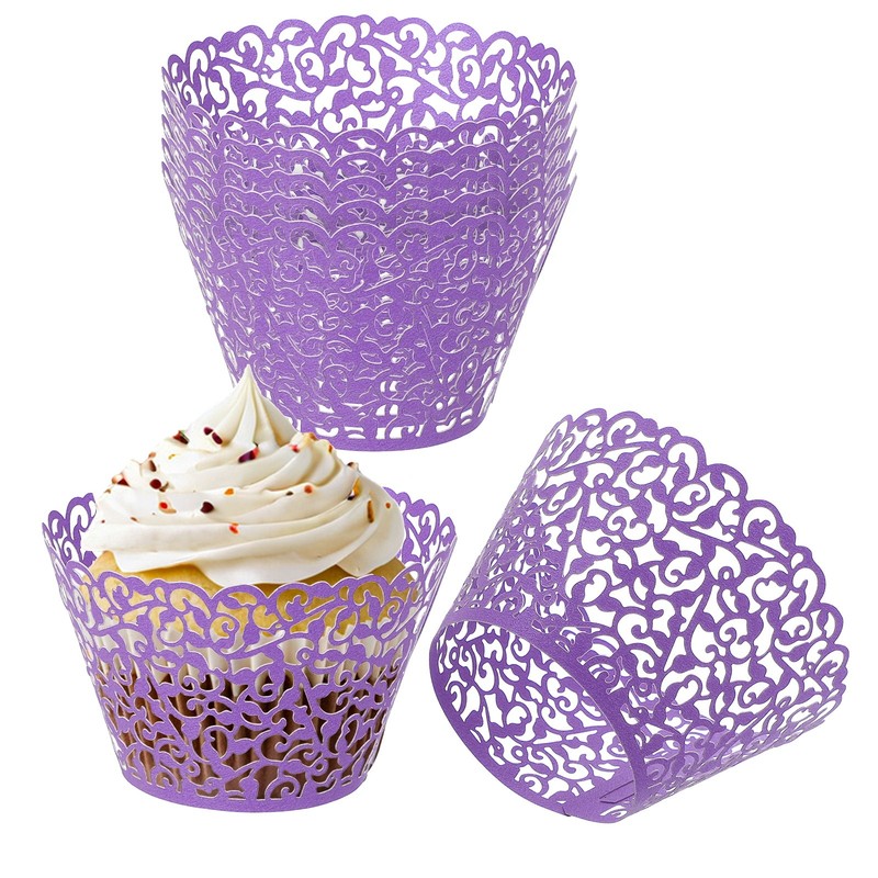 For 50 Cupcake Wraps Cake Paper Standard Decoration Dark Purple