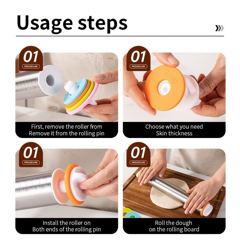 1pc Stainless Steel Adjustable Rolling Pin Thickness Ring Non Stick French Style gallery