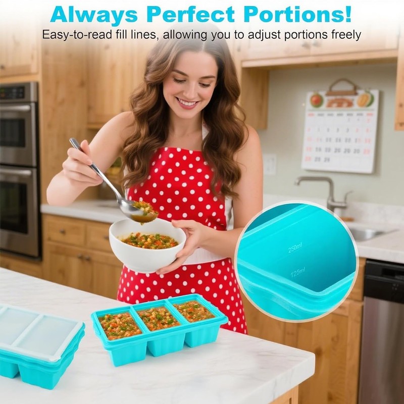 2 Pack Silicone Freezer Molds With Lids,1.5 Cup Silicone Freezer Tray With Li... gallery