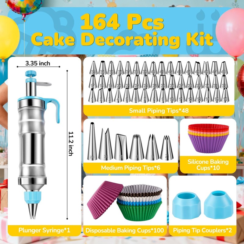 Cake Decorating Tools Supplies Kit: 164pcs Baking Accessories, Dessert Piping... gallery
