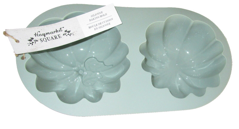 FALL Silicone Baking Mold ~ PUMPKINS & LEAVES~ 2 Cavities ~ TEAL gallery